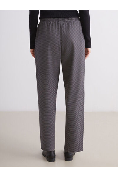 LC Waikiki Anthracite Women's Trousers with Elastic Waist and Pattern
