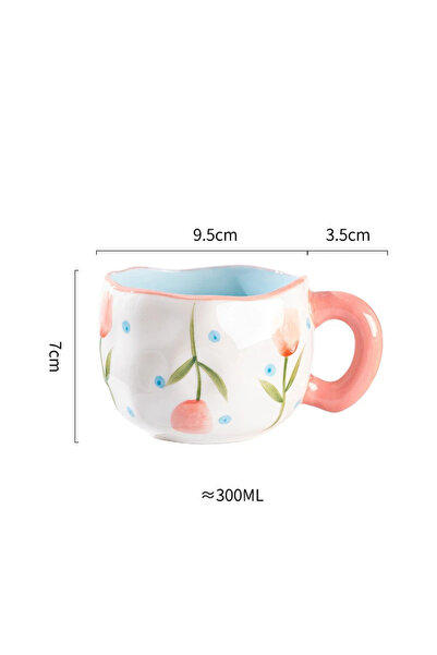 Choice 301-400 مل كوب سيراميك غير منتظم على الطراز الكوري 300 مل مزين بزهرة ا...