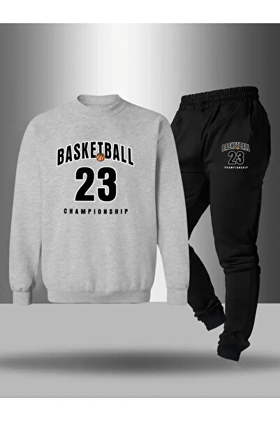CROPSEL Children's Printed Crew Neck Sweatshirt and Sweatpants Set 3 Thread Raster for Autumn/Winter
