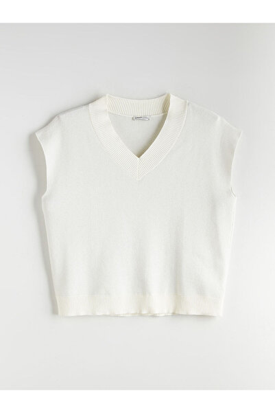 LC Waikiki Πλεκτό πουλόβερ γυναικείο με λαιμόκοψη σε σχήμα V oversized