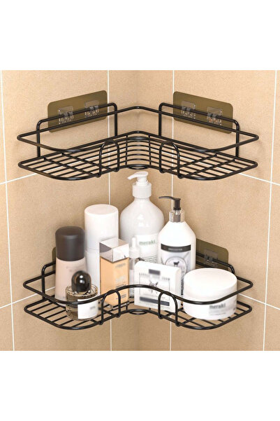 Choice 1PC 1PC رف تخزين معدني غير مثقوب على شكل مثلث مثبت على الحائط للحمام ومرحاض ومنطقة الاستحمام