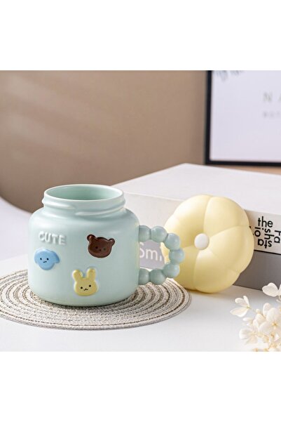 Flippy Children's Mug, Flippy, Porcelain, Animal Figurines Print, CUTE Model, Mug with Lid, Light Blue