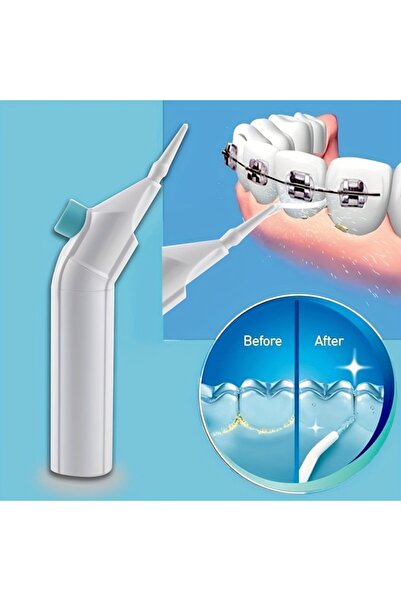 Choice1 مضخة مياه يدوية بيضاء مريحة للاستخدام لتنظيف الأسنان بالماء عالي الضغط بتصميم منحني