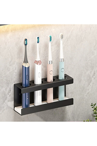 Choice حامل فرشاة أسنان أسود مثبت على الحائط مع قاعدة دياتومي، رف تخزين للحما...