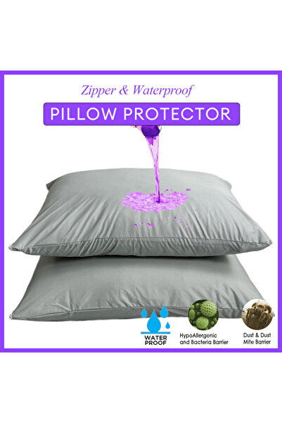 Choice 50*70 سم 2 قطعة رمادي مقاوم للماء واقي وسادة مقاوم للبق غطاء وسادة بسح...