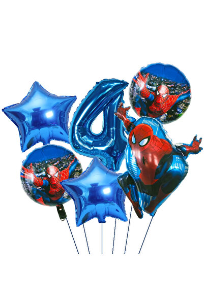 Miniso 1SET BLUE-4 6pcs Super Hero Foil Balloon Set children‘s Birthday Party Decoration Baby Shower Inflat