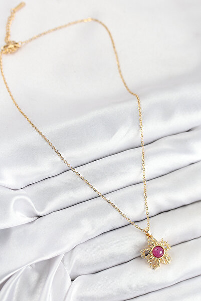 Lisinya قلادة نسائية من الفولاذ 316L مع حجر الزركون الدوار على شكل الشمس بلون...