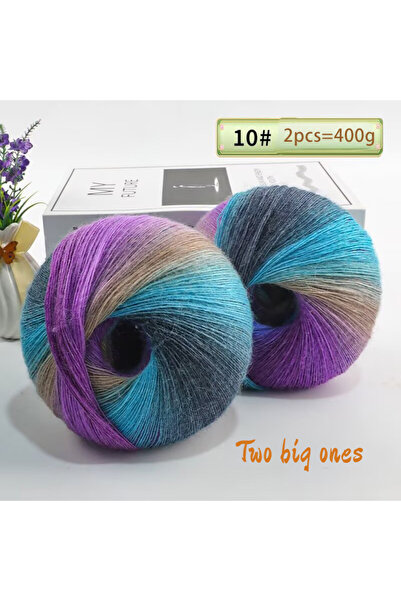 Choice ١٠ كرات من خيوط الصوف الخالص المصبوغة بألوان قوس قزح متدرجة متعددة الأ...