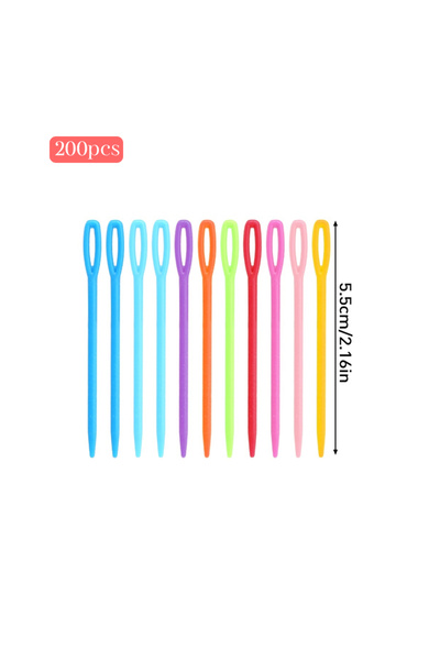 Choice 5.5 سم ألوان متنوعة 200 قطعة إبر حياكة بلاستيكية ألوان متنوعة خطافات ك...