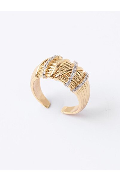 Jimmy Key Gold Color Stone Spiral Ring