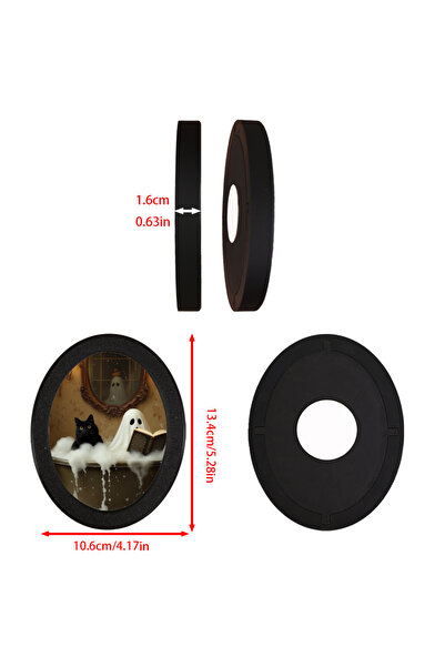 Choice قطعة واحدة سوداء على شكل شبح وقطة سوداء - زخرفة بيضاوية، إطار أسود رجع...