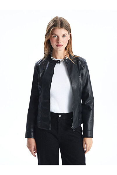 LC Waikiki Блестящи избори от Shining Store | Дамско яке с кожена визия и велосипедна яка