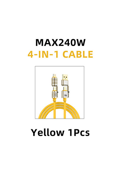 Choice كابل بيانات وشحن سريع 4 في 1 ذهبي بطول 1 متر، بقوة 240 واط، من النوع C...