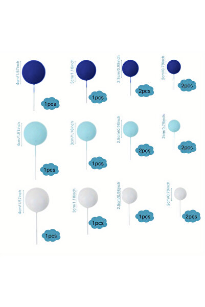 Choice مجموعة زرقاء مكونة من 17 قطعة من كرات تزيين الكيك بثلاثة ألوان، كرات ت...