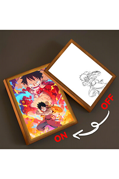 Choice USB Plug One 01 A5(23x17cm) Anime Light Painting Photo Frame One Piece Luffy Zoro LED Night Light Bi