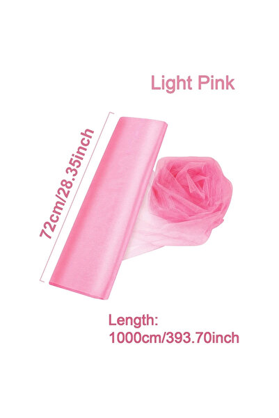 Choice6 وردي فاتح 72 سم × 10 م زينة زفاف تول رول كريستال أورجانزا قماش شفاف ل...