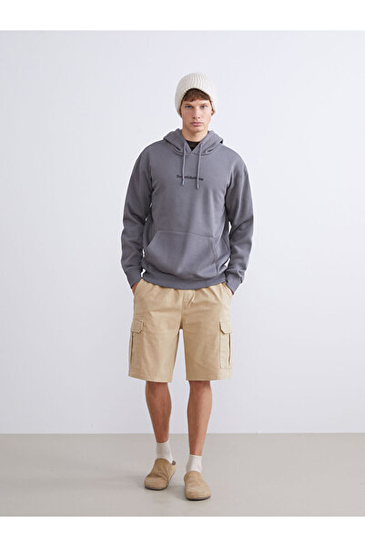 LC Waikiki Gray Long Sleeve Printed Men's Hoodie