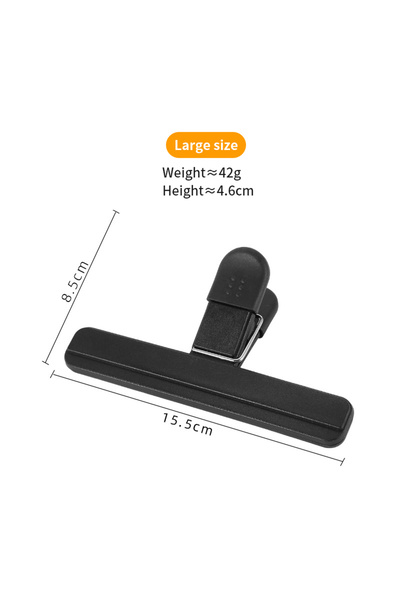 choice2 أسود - قطعتان من مشبكي الإغلاق المحمولين لأكياس الطعام البلاستيكية، أداة مطبخ للحفاظ على القهوة/الخبز/رقائق البطاطس/القصدير