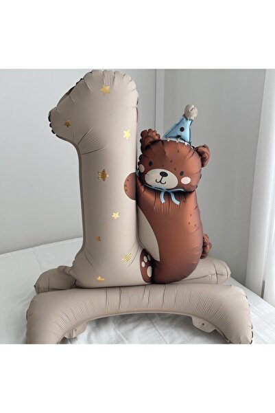 Choice أخرى بالون بني وردي أزرق على شكل دب عمره عام واحد لحفلات أعياد ميلاد ا...