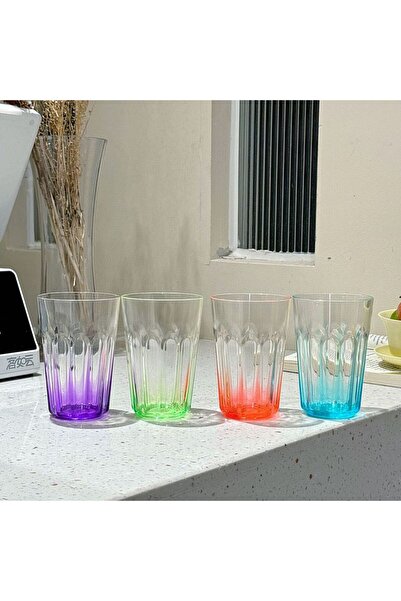 Choice1 401-500 مل 4 قطع 1/4 قطعة أكواب بيرة بلاستيكية أكريليك شفافة مقاومة للسقوط أكواب مثمنة سميكة ويسكي