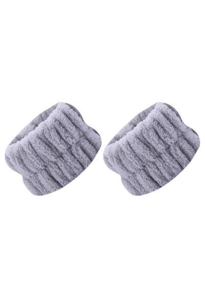 Choice gray-2pcs Face Wash Wristband Fleece Skincare Band Wrist Cuffs for Mak...