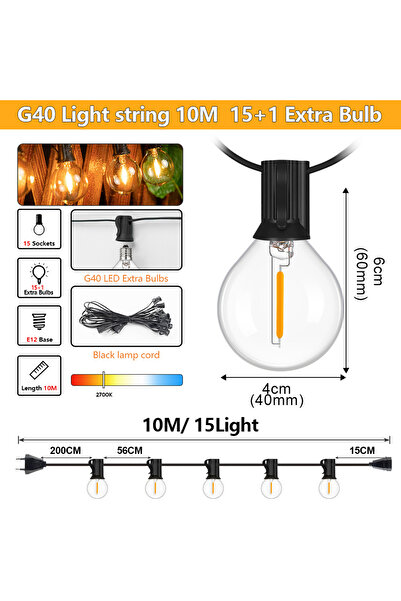 Choice قابس الاتحاد الأوروبي 220 فولت 10 أمتار 15 لمبة 15 متر أضواء LED كروية...