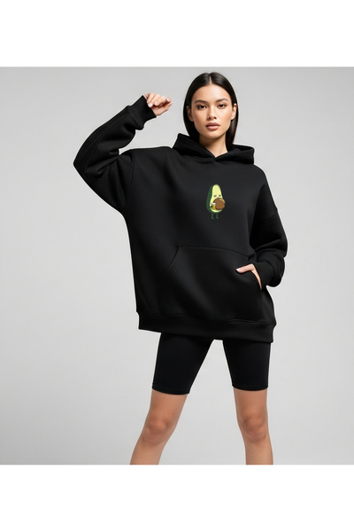 Bheka Concept هودي بقلنسوة كبير الحجم مطبوع عليه أفوكادو