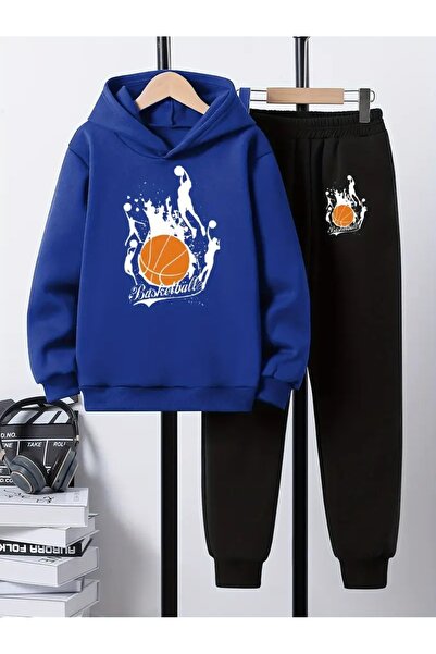 Cevval Детски комплект с качулка и спортен екип с принт, 3-слоен шерпа за есен/зима