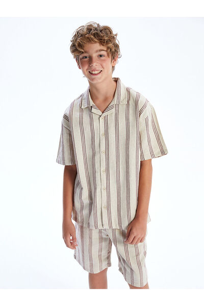 LC Waikiki Rmz Gi̇yi̇m Farkiyla Striped Linen Blend Boys' Shirt