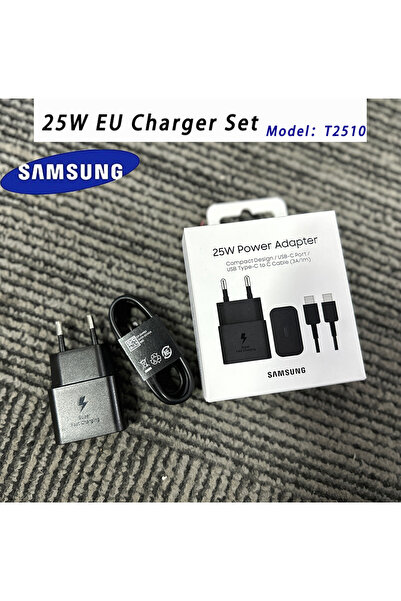 Samsung شاحن أوروبي أصلي USB-C بتقنية GaN بقوة 25 واط، محول شحن سريع صغير EP-...
