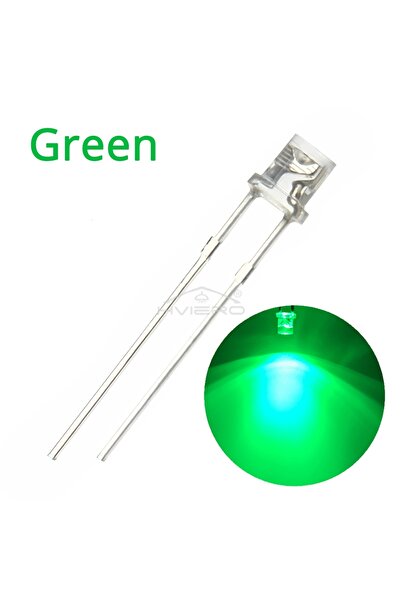 Choice أخضر 3 مم 2 سنون 100 قطعة F3 مسطح أبيض أحمر أصفر أزرق أخضر وردي ديود L...