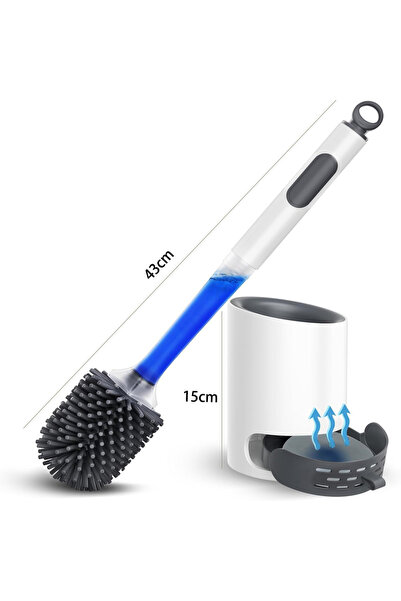 Choice مجموعة حامل فرشاة المرحاض الأبيض: فرشاة مرحاض سيليكون مع موزع مقبض قاب...