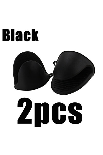 Choice 2 قطعة سوداء 2 قطعة قفازات فرن سيليكون مقاومة للحرارة قفازات مقاومة لل...