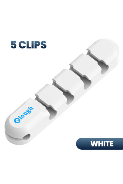 Choice 5 منافذ منظم كابلات أبيض حامل أسلاك مرن لف كابلات USB مشابك سيليكون مر...
