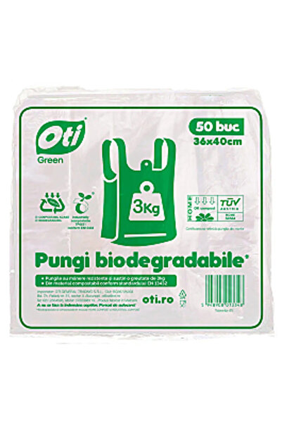 Oti Set de 50 de pungi biodegradabile ecologice, 36x40 cm, 3 kg, Alb