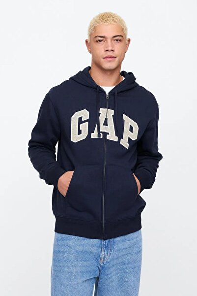 GAP Logo Kapüşonlu Lacivert Erkek Sweatshirt