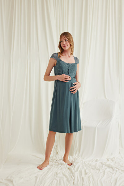 MONAMİSE Γυναικείο νυχτικό, με δαντέλα μπροστά, με δυνατότητα θηλασμού, για ε...