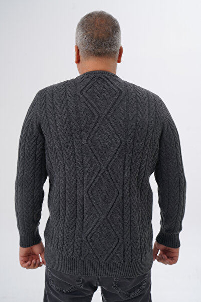 Trist Star Trist Star Plus Size Men's Baklava Patterned Hair Braided Cycling Collar Wool Sweater Trist-2121