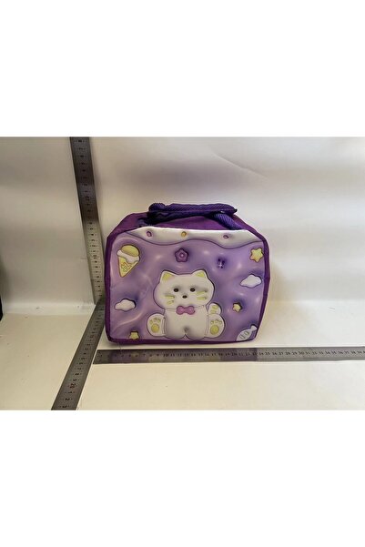 Tim Flippy Insulated Lunch Bag for Kids, 3D Cartoon Cat, Oxford Cloth, 23x13x19 cm, Purple