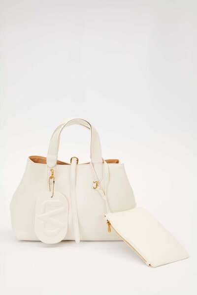 Levidor Krem Cüzdan Detaylı El Çantası