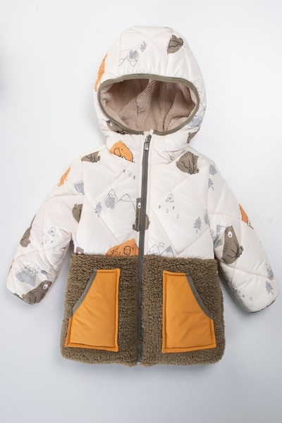 PODIUM GYM New Cute Bear/Elephant Inside Furry Pocket Zippered/Hooded Puffer Thick-Snow-Winter Coat