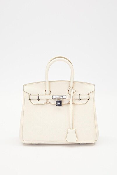 Levidor Krem Kilit Kapama Detaylı El Çantası