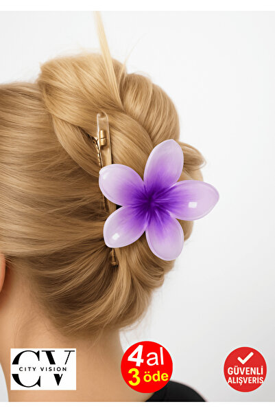 cityvision مشبك لوتس ذو وجهين بلون بنفسجي مقاس 11 سم - أنيق ومتين