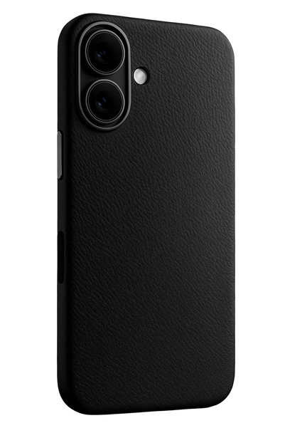 Fuchsia iPhone 17 ile Uyumlu Wonder Deri Kablosuz Şarj Özellikli Kapak - Siyah