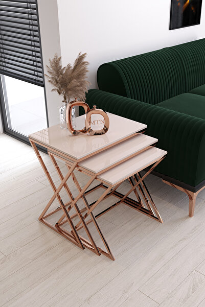 Nies Aksesuar LÜX 3'LÜ KARE ZİGON BAKIR KAPLAMA KREM MDF