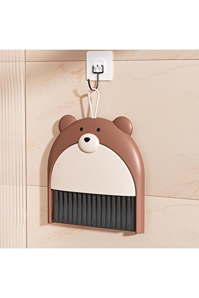 Flippy Broom and Dustpan Set, For Office, PP, Bear Design, 23.5 x 18 cm, Brown