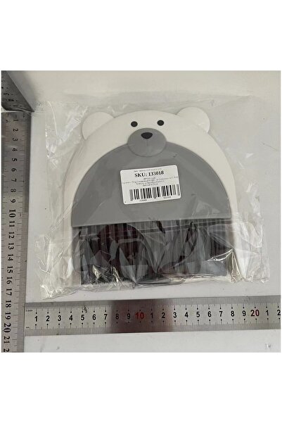 Bibilel Broom and Dustpan Set, Flippy, For Office, PP, Bear Pattern, 23.5 x 18 cm, Grey