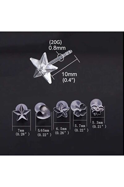 AyShope Antialerjik Görünmez Şeffaf Bioplast Silikon Kurdele Bir Çift Küpe