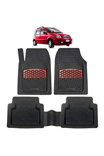 TEAMCAR Συμβατά πατάκια Fiat Panda II Type Tray (2003–2012) Κόκκινα