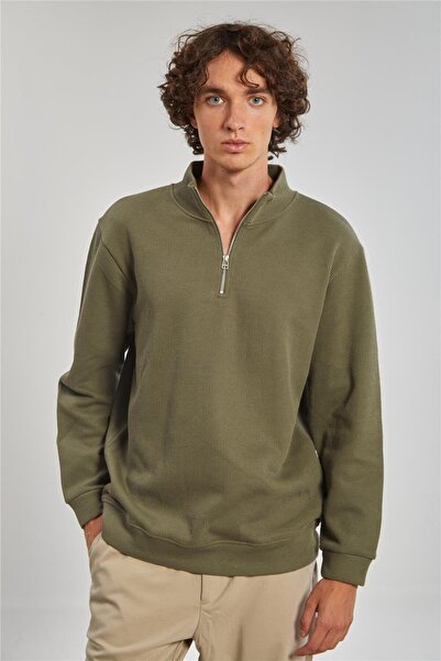 BARRELS AND OIL سترة سيلانيك للرجال ذات ياقة واقفة - كاكي